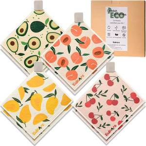 lot 12030 image: Eulnars Swedish Dishcloths for Kitchen, 8 Pack Reusable Paper Towels with Clips, Non-Scratch Swedish Kitchen Towels, Super Absorbent Cellulose Sponge Cloths, Dishwasher Safe, No Odor