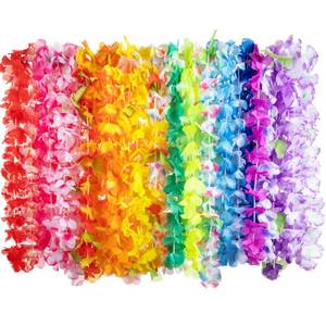 lot 12033 image: JOYIN Toy 12 Counts Hawaiian Leis Bulk, Tropical Flower Lei Hawaiian Lei Beach Hawaii Luau Party Favors Decoration Birthday Party Supplies