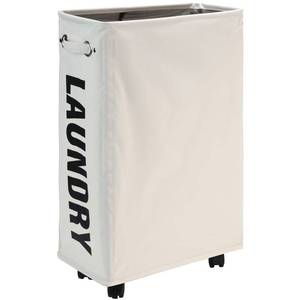 lot 12038 image: DOKEHOM 25-Inches Slim Laundry Basket on Wheels, Collapsible Rolling Laundry Hamper, Foldable Narrow Corner Clothes Storage Bins (Beige)