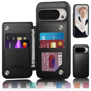 lot 12409 image: DJDUCK Designed for Google Pixel 10 Pro XL Case Wallet with Card Holder, Magnetic Clasp Cover RFID Blocking Leather Protection Shockproof Women Men Cases for Pixel 10 Pro XL Black