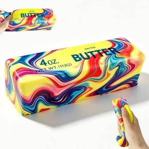 lot 12411 image: Butter Squishy Fidget Toy, Realistic Butter Stick Slow Rising Squeeze Toy, Super Soft Non-Stick TPR Stress Relief Sensory Toy for Adults & Kids, Desk Decor Gift (Marbled Rainbow Colors) (Heavy Use)