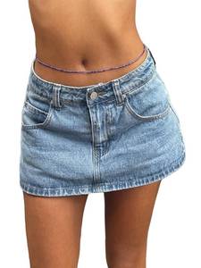 lot 12422 image: EMMIOL Jean Skirts for Women MidLow Rise 2026 Trendy Summer Y2k Clothes Sexy Denim Mini Skirt with Undershorts