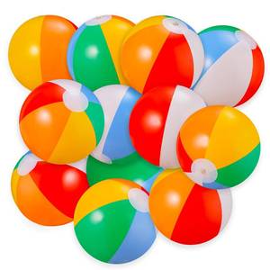 lot 12437 image: SCIONE Beach Balls Bulk 24 Pack - 9 Inflatable Beachballs Swimming Pool Toys for Kids Summer Water Games, Kids Birthday Party Favors LuaHawaiian Tropical Theme Decorations Supplies