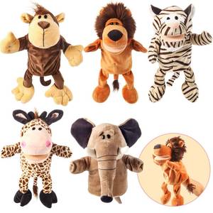lot 12442 image: Animal Hand Puppets 10-13 Inch Giant Plush Safari Jungle Animals Hand Puppet Toys Role-Play Toy Puppets for Kids Storytelling Imaginative Pretend Play Teaching Preschool(Safari Jungle Animal)