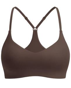 lot 12445 image: HIGORUN Workout Sports Bra Medium Impact Spaghetti Strappy V Neck Y Back Gym Adjustable Yoga Bra for Women Cocoa XL