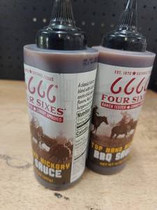 lot 14343 image: Four Sixes Hickory BBQ Sauce 14 oz 2-Pack Cowboy Approved