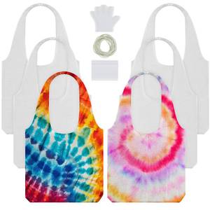 lot 19911 image: Silkfly 6 Pcs White Cotton Tote Bags for Tie Dye Party Items Things to Tie Dye 13.4 x 12.8 Inches DIY Blank Tote Bag Bulk for Large Groups