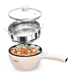 lot 19912 image: Dezin Hot Pot Electric with Steamer Upgraded, Non-Stick Saut� Pan, Rapid Noodles Electric Pot, 1.5L Mini Pot for Steak, Egg, Fried Rice, Ramen, Oatmeal, Soup with Power Adjustment