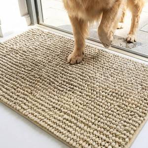 lot 19919 image: Muddy Mat� TrapMax Indoor Dog Door Mat & Bathroom Rugs �� Non Slip Chenille Entryway Rug for Muddy Paws, Super Absorbent Washable Front Door Mat, Quick Dry Bath Mat - Beige 3ft x 5ft
