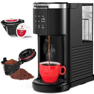 lot 19927 image: COWSAR Single Serve Coffee Maker, 2 in 1 Coffee Capsule & Ground Coffee Brewer, 40 Oz Removable Water Tank, 5 Brew Sizes 6-14 Oz, Self-cleaning Fast Heating Coffee Machine for Home Office