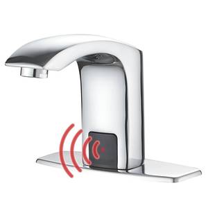 lot 19936 image: Bathfinesse Touchless Bathroom Sink Faucet Hands-Free, Commercial Auto Motion Sensor Faucet, ACDC Powered, Temperature Adjustment Valve, Polishe Chrome