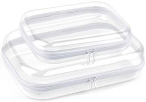lot 19943 image: YSHXNX 2 Pack Travel Toiletry Bags,Large Toy Storage Bags,Clear Hard Shell Zipper Case,Waterproof Toys Storage and Organizer Bags for Puzzles,Board Game,Cosmetics,Reusable Organizer Bags for Snacks