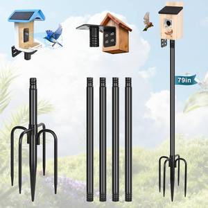 lot 19953 image: Gtongoko Smart Bird Feeder Pole 1-Inch Dia 79 Inch Bluebird House Pole for Outdoors Weather Station Heavy Duty Metal Mounting Kit Adjustable Bird Feeder Stand Black