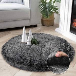 lot 19964 image: Ashler HOME DECO Soft Fox Faux Fur Chair Couch Cover Area Rug for Bedroom Floor Sofa Living Room Black White 3 x 3 Feet Round