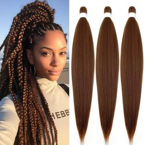lot 20052 image: Brown Pre Stretched Braiding Hair 16 Inch 3 Packs Boho Braids Crochet Braid