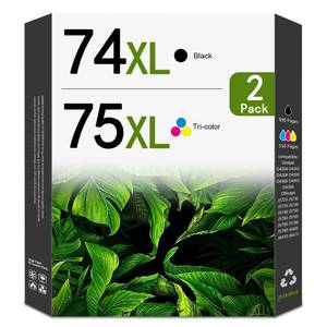 lot 20057 image: 74XL 75XL Ink Cartridges Combo Pack Replacement for HP 74 75 Ink Cartridges for DeskJet D4260 Photosmart C4280 C4300 C4400 C4500 OfficeJet J5788 J6480 Printer (2-Pack, 1Black1Tri-Color)
