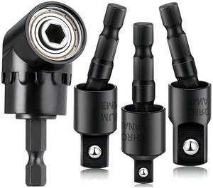 lot 20058 image: Impact Grade Driver Sockets Adapter Extension Set Drill Bit 3Pcs 14 38 12 360°Rotatable Universal Socket Adapter SetRight Angle Drill 105°Right Angle Screwdriver Set Drill Hex Bit Socket Adapte
