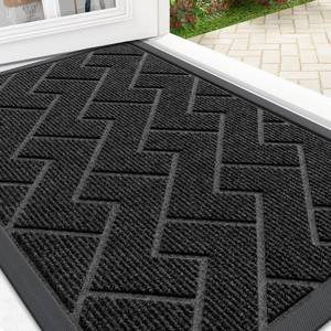 lot 20064 image: OLANLY Front Door Mat Indoor Outdoor Entrance, Waterproof All-Season, All-Weather Doormat, Sturdy Natural Rubber, Low Profile, Easy Clean Patio Porch Entryway Mat, Herringbone Brick (Black, 29.5x17)
