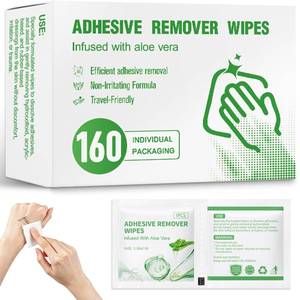 lot 20084 image: Adhesive Remover Wipes �� Sting-Free & Hypoallergenic Medical Skin Adhesive Remover with Aloe for Bandage, Tape, Glue, Patch, Dressings & Ostomy Residue (160) (160)