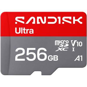 lot 20087 image: SANDISK 256GB Ultra microSD UHS-I Card - Up to 195MBs Read Speed, Full HD Video, V10, U1, C10, A4 - SDSQUJQ-256G-GZ6MA
