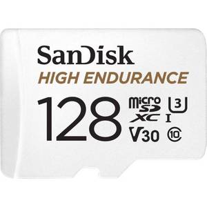 lot 20092 image: SANDISK 128GB High Endurance Video microSDXC Card with Adapter for dash cam and home monitoring systems - C10, U3, V30, 4K UHD, Micro SD Card - SDSQQNR-128G-GN6IA