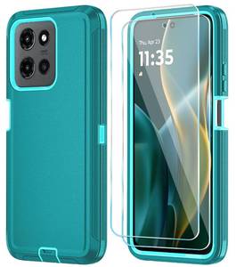 lot 20112 image: Qinmay Phone Case for Motorola Moto G 2025Moto G Play 5G 2025 Case with HD Screen Protector, Heavy Duty Shockproof & Dropproof 3-Layer Cover Phone Case,LakeSkyBlue