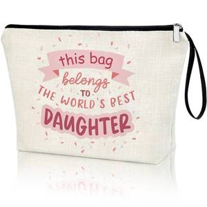 lot 20124 image: Creakraft Daughter Gifts WORLDS BEST DAUGHTER Gifts From Mom Dad Makeup Bag Vacation Travel Cosmetic Zipper Bag For Girls Daughter Birthday Gifts Valentines Gift Kids Present from Parent