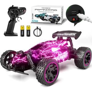 lot 20144 image: Tecnock RC Cars for Kids, 118 Scale 2WD RC Car with LED Lights, 2.4GHz Remote Control Car with USB-C Easy Charging & 50 Mins Playtime, Toys Gifts for Boys & Girls Ages 8-12