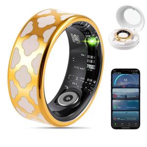lot 20150 image: FAHKNS Smart Health Ring for Women Men Fitness Tracker Ring with Heart Rate,Blood Oxygen,Sleep Monitor,Stress,Steps Counter,IP68 Waterproof for iOS & Android,No APP Fees (Enamel,6#)