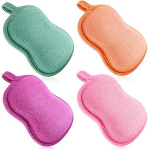 lot 20156 image: Tatuo 4 Pieces Baby Bath Sponge Soft Comfy Cotton Baby Sponge Toddler Absorbent Loofah for Kids Babies Boy Girl(Red, Purple, Green, Orange)