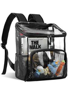 lot 20157 image: MIER Clear Backpack for Stadium Events 12 Inch Small Transparent Bookbag Heavy Duty See Through Backpacks for School Clear Bag for Boys Girls Adult, Black