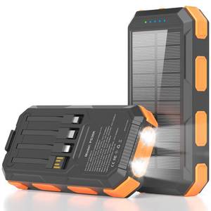 lot 20167 image: Solar Charger Power Bank 38800mAh, 22.5W USB-C Fast Charging Portable Charger with 4 Built-in Cables, External Battery Pack with Dual LED Emergency Flashlights for Camping, Hiking, Outdoor Use