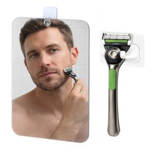 lot 20176 image: Hook Lab Shower Mirror with Razor Holder, Fog-Resistant, 7.8 x 5.9