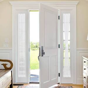 lot 20178 image: NICETOWN 2 Panels Sidelight French Door Sheer Curtains for Kitchen Front Narrow Glass Door, 12 x 72 Inches with Tieback Semi Sheer Small Window Covering for Living Room, White