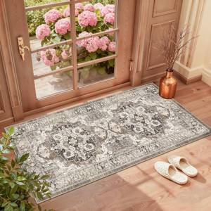 lot 20183 image: YOUFORTONG 2x4 Washable Entryway Rug Vintage Non-Slip Small Rugs for Kitchen Bathroom Indoor Soft Thin Door Mat Low Pile Stain Resistant Floor Carpet Home Decor for Bedroom (BeigeBrownGrey, 2x4)
