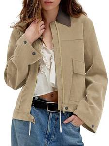 lot 20188 image: COCCKO Fall Jackets for Women 2025 Trendy Zip Up Fleece Lined Cropped Jacket Winter Coat with Pockets Khaki S (Used, Minor Cosmetic Damage)