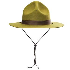 lot 20191 image: Funny Party Hats - Olive Green Ranger Hat for Adults and Teens - Park Ranger Costume Drill Sergeant Military Style Felt Hat with Adjustable Chin Strap for Themed Events, Parties, and Theater Props