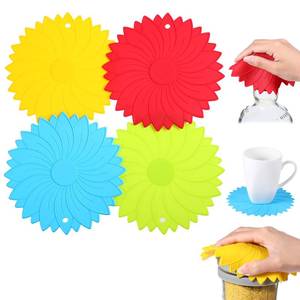 lot 20193 image: 4Pcs Rubber Jar Opener Gripper Pad 6.1inch Non Slip Jar Openers Resistant Coasters Multi Function Botter Opener Tool for Weak Arthritis Hands Seniors Easy Opening(4 Colors)