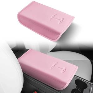 lot 20194 image: POKUNG Center Console Leather Armrest Cover Designed for Tesla Model 3 2017-2023Model Y 2020-2025,Center Console Accessories for Tesla Model 3Y Interior Light Pink