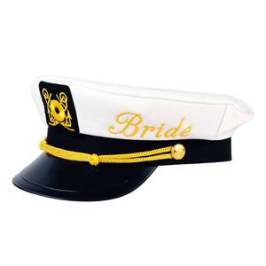 lot 20197 image: Brosash Bachelorette Party Captains Hat - Cute Bride to Be Nautical Bachelorette Hat  Fun Bridal Shower Accessories Decor Wedding (White)