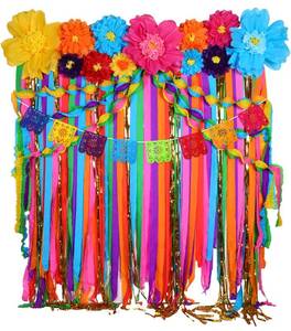 lot 1531 image: TaoBary 28 Pcs Mexican Party Decorations Set Mexican Paper Flowers Fiesta Ruffled Streamer Backdrop Papel Picado Banner Mexico Party Decorations for Cinco De Mayo Decor(Multicolored,Classic)