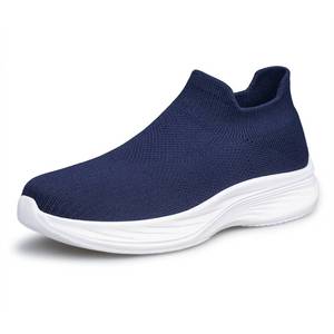 lot 2121 image: BNR Mens Walking Shoes Sneakers Laceless Casual Flats Pull-on Lightweight Mesh Knit Comfortable Breathable Dark Blue 10.5