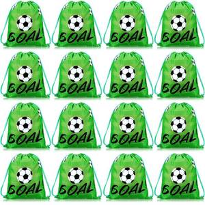 lot 2132 image: Shappy 16 Pack Soccer Drawstring Bags for Party Favors 12 x 10 Inch Treat Candy Goodie Gifts Bags Team Supplies Sport Birthday Party Favors