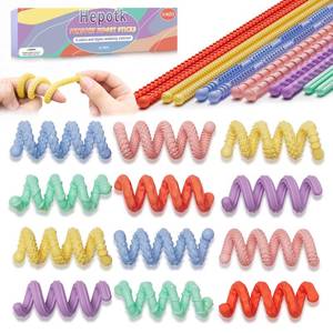 lot 2142 image: Hepotk Sensory Fidget Sticks - 12PCS Silicone Fidget Toy Pack with Mixed Textures, Random Colors & Styles  Stress Relief Toys for Autistic Kids 3 & Adults  Must-Have for Travel, School & Home