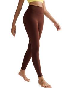 lot 2189 image: RUNNING GIRL High Waisted Leggings for Women, Seamless Full Length Capri Buttery Soft Yoga Pants for Women, No Front Seam CK3130_Brown_L