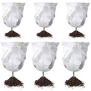 lot 2216 image: Shappy 6 Pcs Plant Covers Freeze Protection Winter Frost Blanket for Outdoor Plant Bag 39.4 x 47.2 Inch, 55.1 x 47.2 Inch Shrub Jacket with Drawstring Reusable Frost Cloth for Cold Weather Fruit Tree
