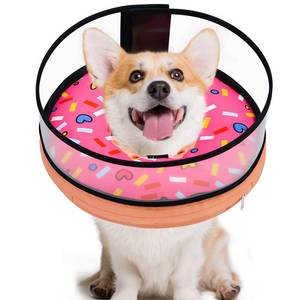 lot 2232 image: MRSOHRET Dog Cone, Dog Surgery Collar, Inflatable Cones for Small Medium Large Dogs, Pink Doughnut Dog Recovery Collar, Does not Impede Vision