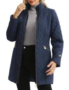 lot 2233 image: Freetrack Womens Lightweight Long Diamond Quilted Jacket for Spring Fall 1XL