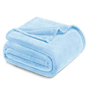 lot 3908 image: Exclusivo Mezcla Fleece Blanket Twin Size for Bed, Super Soft and Warm, All Season, Cozy, Plush, Lightweight, 60x80 Inches Ice Blue