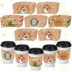 lot 3920 image: Sliner 200 Pack Christmas Coffee Cup Sleeves Disposable Paper Cup Sleeves Double Layer Covers for 12 16 oz Coffee Cups Home Office Xmas Party Hot Cold Beverage Supplies Xmas Party Decoration (Rustic)